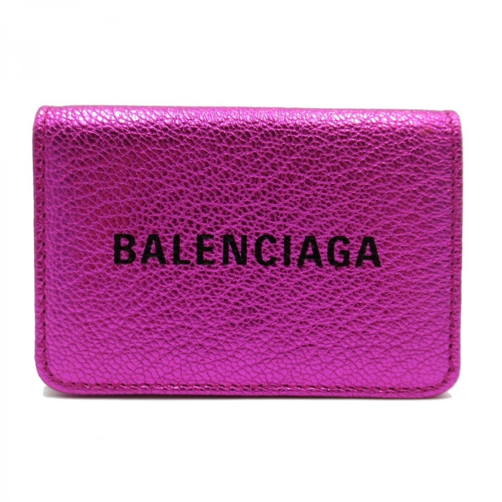 BALENCIAGA Compact Tri-fold wallet leather Pink